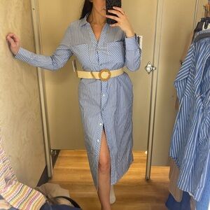 Striped Blue Shirt Dress